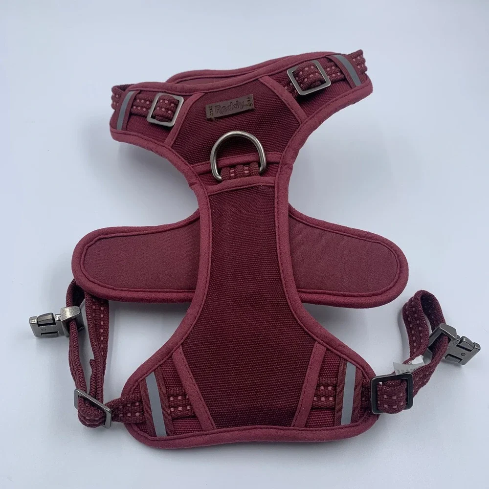 Reddy Burgundy Canvas Dog Harness Medium Traffic Handle Padded Reflective Petco